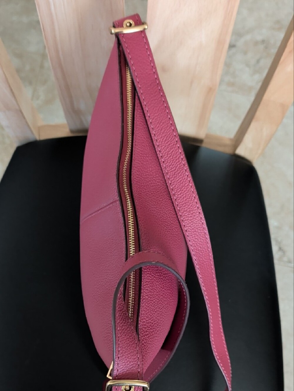 Coach Pebbled Leather Dufflette Hobo Dark Berry (21377) NWOT - Picture 6 of 13